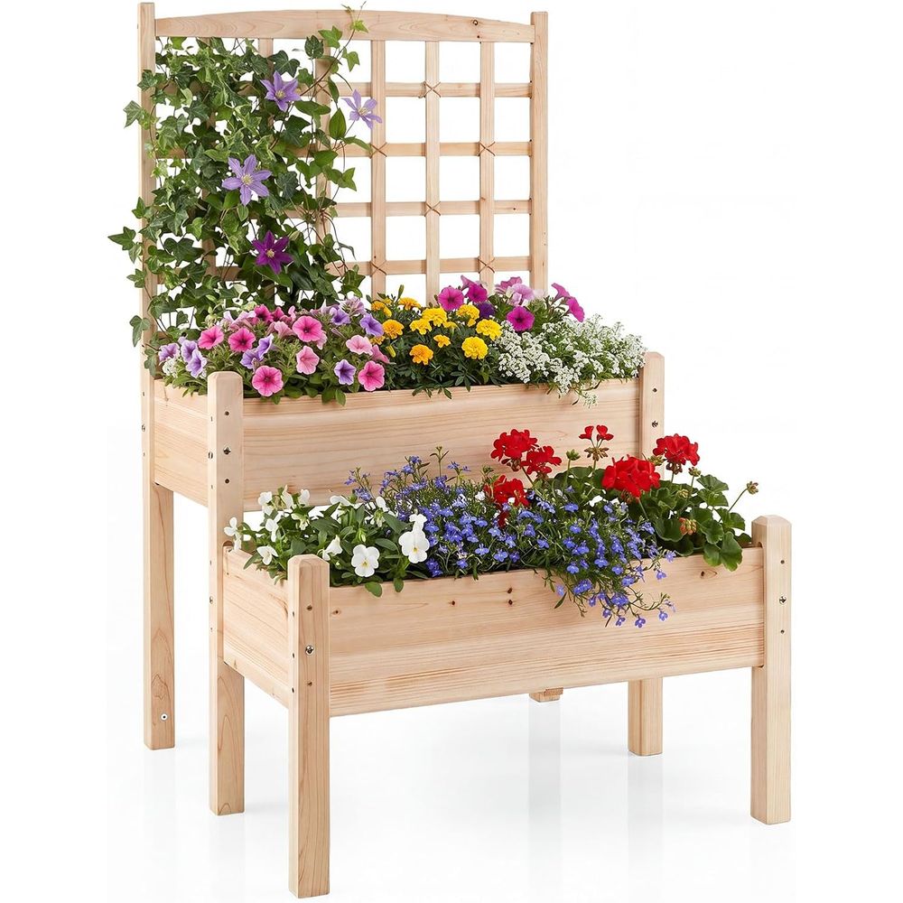 Raised Bed Planter Box - Çerçeveli Yükseltilmiş Bahçe Yatağı, 2 Katlı