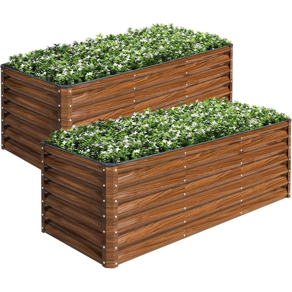 Raised Bed Planter Box - 2'li Paket 6x2x2T Galvanizli Yükseltilmiş Bahçe