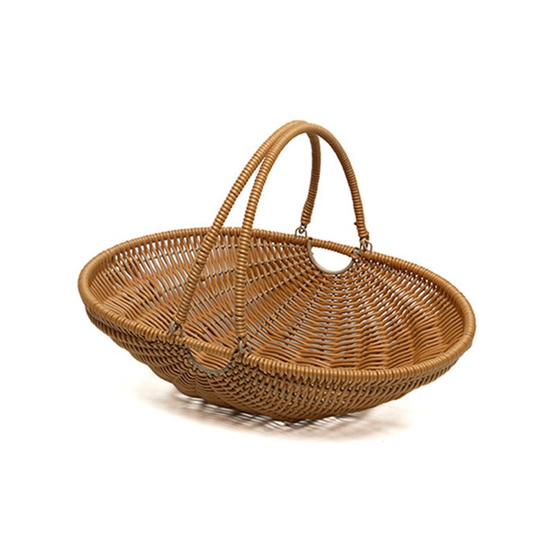 Gardening Tools Basket - B08B-Hasır Hasat Sepeti, Katlanabilir Saplı, Bahçe