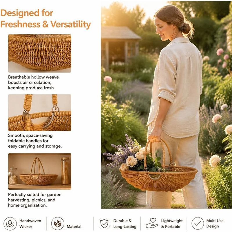 B08B-Hasır Hasat Sepeti, Katla - Gardening Tools Basket incelemesi ve fiyatı